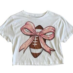SUGAR & STITCH Rhinestone Football Boxy Tee Size Small NWOT